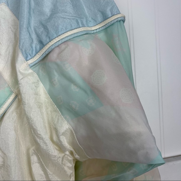 VINTAGE Pastel Quilt Print Zip Front Windbreaker Jacket - Picture 4 of 6